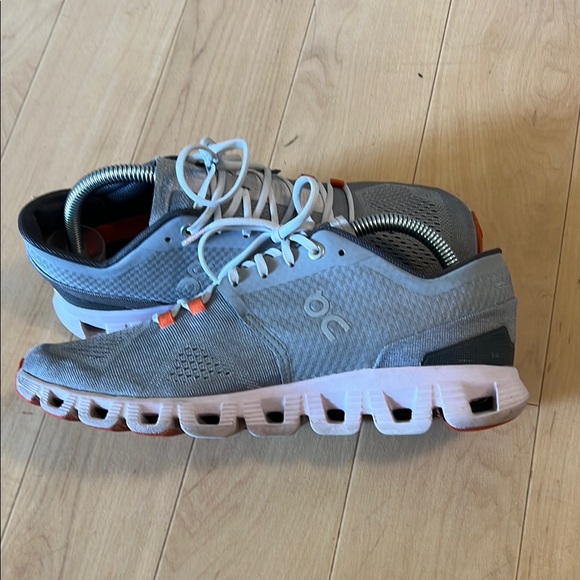 On Running Gray and Orange Athletic Shoes with Cushioned Midsole - Picture 6 of 14